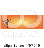 Poster, Art Print Of Ballet Border Of A Silhouetted Ballerina With Fireworks On Orange