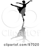 Poster, Art Print Of Black Ballerina Silhouette Gracefully Dancing With A Shadow