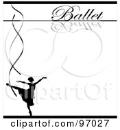 Poster, Art Print Of Ballet Background With A Silhouetted Ballerina And Ribbons Over White