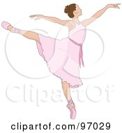 Poster, Art Print Of Beautiful Brunette Ballerina Dancing In A Pink Dress