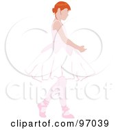 Royalty Free RF Clipart Illustration Of A Red Haired Ballerina Girl Dancing