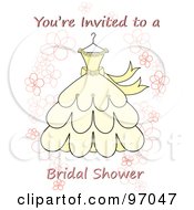 Youre Invited To A Bridal Shower Invitation With Flowers And A Yellow Wedding Dress
