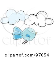 Poster, Art Print Of Round Bluebird Flying By Clouds
