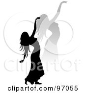 Royalty Free RF Clipart Illustration Of A Silhouetted Woman Dancing With A Shadow Beside Her