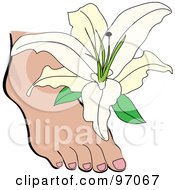 Royalty Free RF Clipart Illustration Of A White Lily Over A Foot by Pams Clipart
