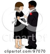 Poster, Art Print Of Caucasian Girl And Black Boy In Formal Wear Dancing Together