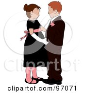 Royalty Free RF Clipart Illustration Of A Caucasian Girl And Irish Boy In Formal Wear Dancing Together