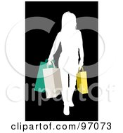 Poster, Art Print Of White Silhouetted Woman Carrying Colorful Shopping Bags