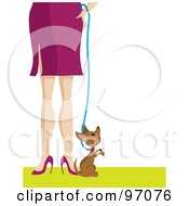 Poster, Art Print Of Little Chihuahua Puppy By A Womans Legs
