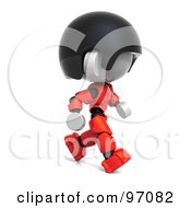 3d Red Asian Robot Character Walking Right