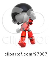 3d Red Asian Robot Character Running And Pointing