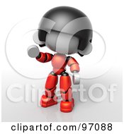 3d Red Asian Robot Character Waving