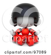 3d Red Asian Robot Character Meditating And Facing Front