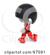 Royalty Free RF Clipart Illustration Of A 3d Red Asian Robot Character Walking Left