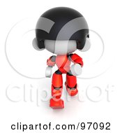 3d Red Asian Robot Character Walking With A Determined Attitude
