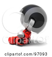 3d Red Asian Robot Character Meditating And Facing Left
