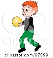 Poster, Art Print Of Little Irish Boy Walking And Holding A Ball