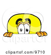 Poster, Art Print Of Light Bulb Mascot Cartoon Character Peeking Over A Surface