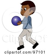 Poster, Art Print Of Little Indian Boy Walking And Holding A Ball