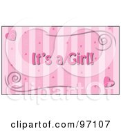 Pink Its A Girl Background With Swirls Stripes And Hearts