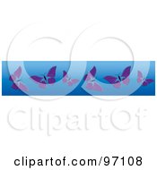 Poster, Art Print Of Horizontal Blue Border Of Purple Butterflies