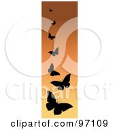 Poster, Art Print Of Vertical Orange Border Of Black Silhouetted Butterflies