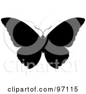 Poster, Art Print Of Black Silhouetted Butterfly With Open Wings