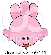 Royalty Free RF Clipart Illustration Of A Pink Chick From Above by Pams Clipart