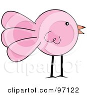Royalty Free RF Clipart Illustration Of A Standing Pink Chick Profile by Pams Clipart