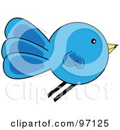 Royalty Free RF Clipart Illustration Of A Yellow Chick Flying In Profile by Pams Clipart