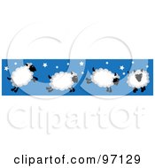 Poster, Art Print Of Border Of Four Jumping Sheep With Stars
