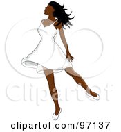 Royalty Free RF Clipart Illustration Of A Relaxed Black Woman Dancing In A Short White Dress
