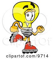 Light Bulb Mascot Cartoon Character Roller Blading On Inline Skates