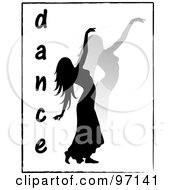 Royalty Free RF Clipart Illustration Of A Silhouetted Female Dancer With The Word Dance Over White