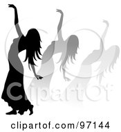 Poster, Art Print Of Silhouetted Woman Dancing With Shadows Behind Her