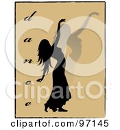 Royalty Free RF Clipart Illustration Of A Silhouetted Female Dancer With The Word Dance Over Tan