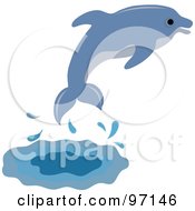 Royalty Free RF Clipart Illustration Of A Blue Dolphin Jumping Out Of Water by Pams Clipart