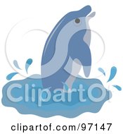 Poster, Art Print Of Blue Dolphon Jumping Half Way Out Of Water