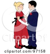 Poster, Art Print Of Caucasian Boy And Girl In Formal Wear Dancing Together