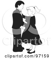 Royalty Free RF Clipart Illustration Of A Black And White Boy And Girl Dancing Together