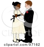 Royalty Free RF Clipart Illustration Of A Black Girl And White Boy In Formal Wear Dancing Together