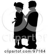 Poster, Art Print Of Silhouette Of A Boy And Girl Dancing Together