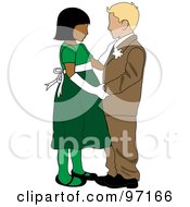 Royalty Free RF Clipart Illustration Of A Caucasian Boy And Indian Girl In Formal Wear Dancing Together