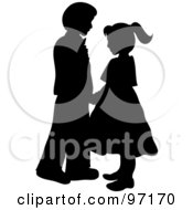 Poster, Art Print Of Black And White Silhouetted Boy And Girl Dancing