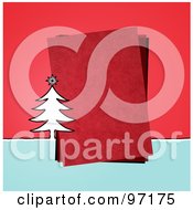 Poster, Art Print Of Christmas Tree By A Piece Of Red Paper Over Red