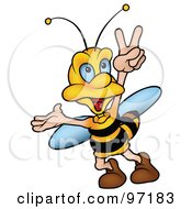 Poster, Art Print Of Bumble Bee Walking And Gesturing With His Hand