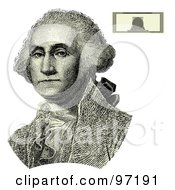 Poster, Art Print Of Engraved Styled George Washing Portrait From A Banknote With The Banknote In The Upper Right Corner