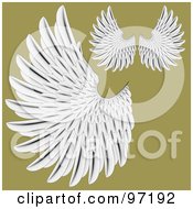 Poster, Art Print Of Digital Collage Of Detailed White Feathered Wings