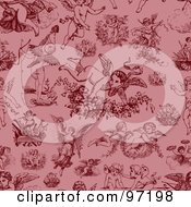 Royalty Free RF Clipart Illustration Of A Pink And Red Seamless Vintage Cupid Pattern Background by BestVector