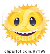 Poster, Art Print Of Friendly Sun Face Smiling And Showing White Teeth
